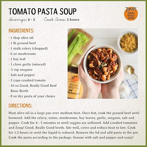 Miniatura 8 de Zoup - Caldo de hueso de ternera, apto para ceto, sin gluten, sin azúcar, sin OMG, caldo transparente  Ideal para caldo, caldo, base de sopa o en