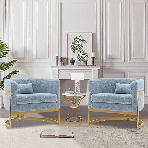 Miniatura 65 de Silla decorativa de terciopelo, moderna silla tapizada de barril verde, sillas de brazo ancho para sala de estar, dormitorio, club, sillas