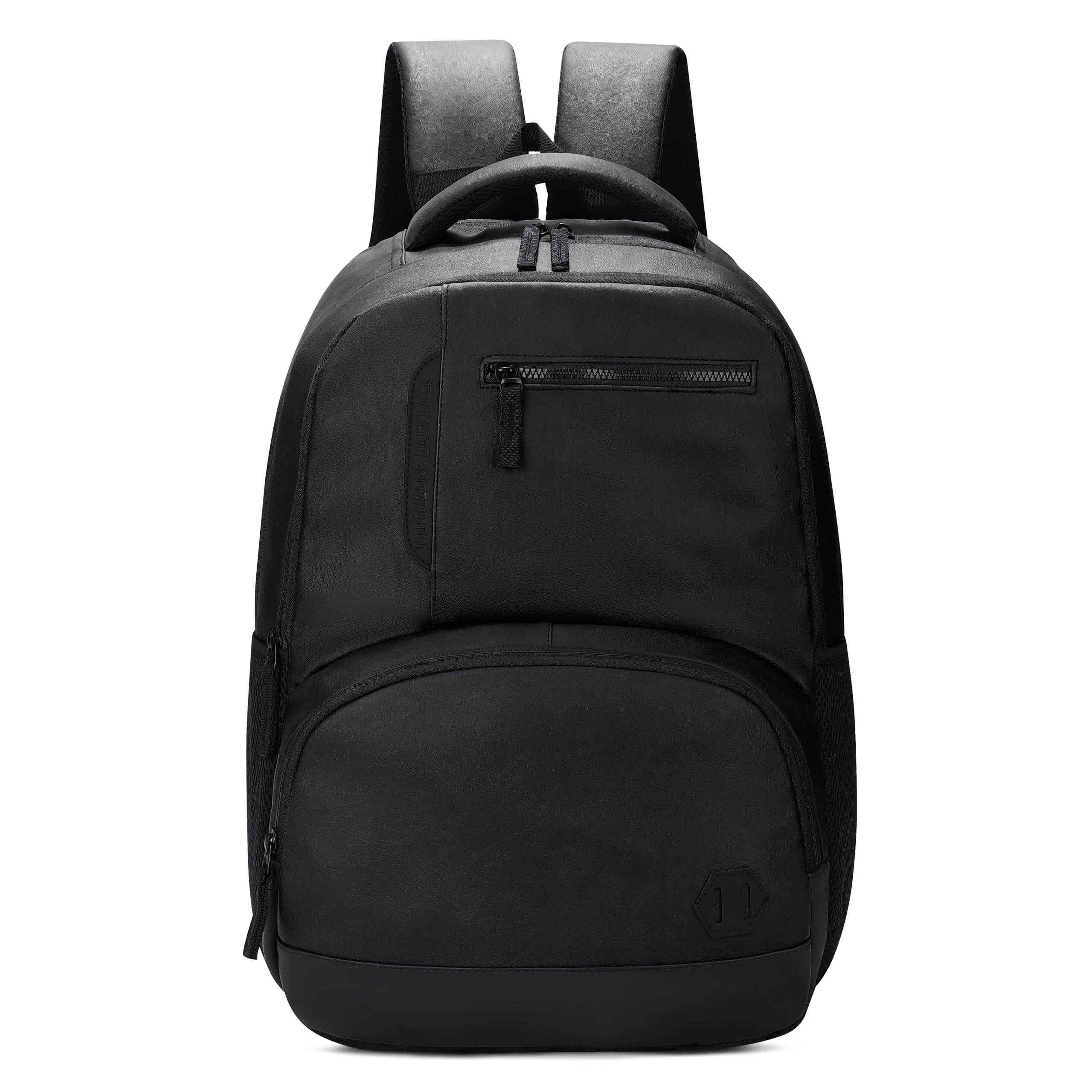 Leather Finish Laptop Backpack for Men & Women | Water Resistant College, Office & Travel Backpack | Premium Brown Casual Backpack with Multiple Compartments, Side Bottle Pockets-image-17