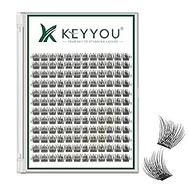 Lash Clusters 144pcs Individual Lashes D Curl 10mm Eyelash Clusters KEYYOU Air Touch Cluster Lashes Super Lightweight Soft Wispy Comfortable Easy DIY at Home(Air02-D-10mm)