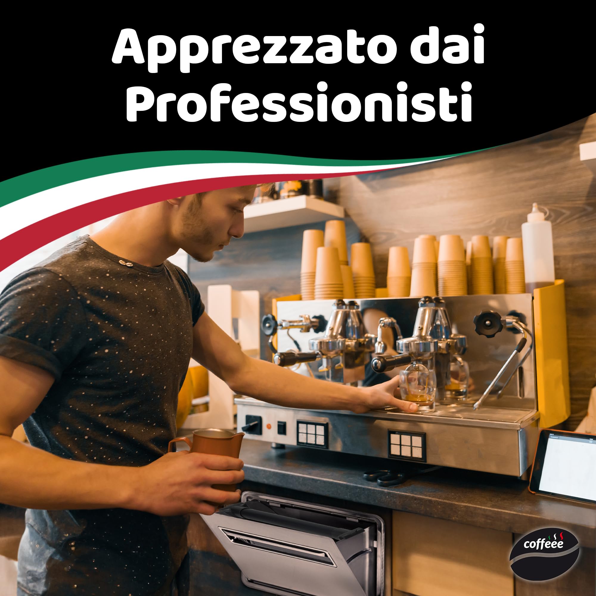 COFFEEE Bastone Battifiltro Caffe - Bastone per Cassetti del Caffè Compatibile con la Maggior Parte di Cassetti e Tramogge - Diam. 30 mm, Lungo 342 mm - Ganci di Supporto - Prodotto in Italia