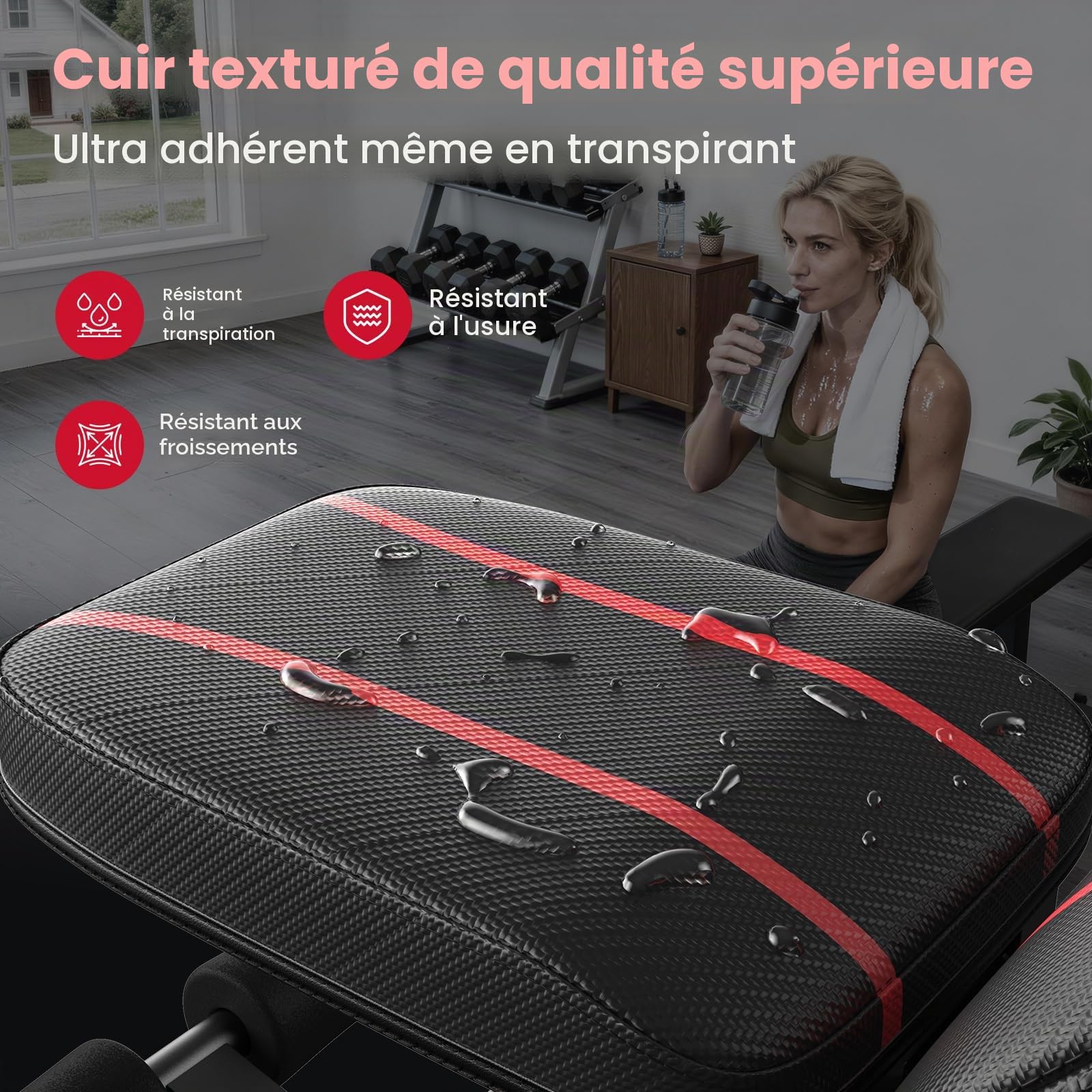 Banc de musculation réglable, pliable et facile à ranger, positions plate/inclinée/déclinée/verticale pour entraînement complet du corps chez vous et au bureau, pré-monté à 80%