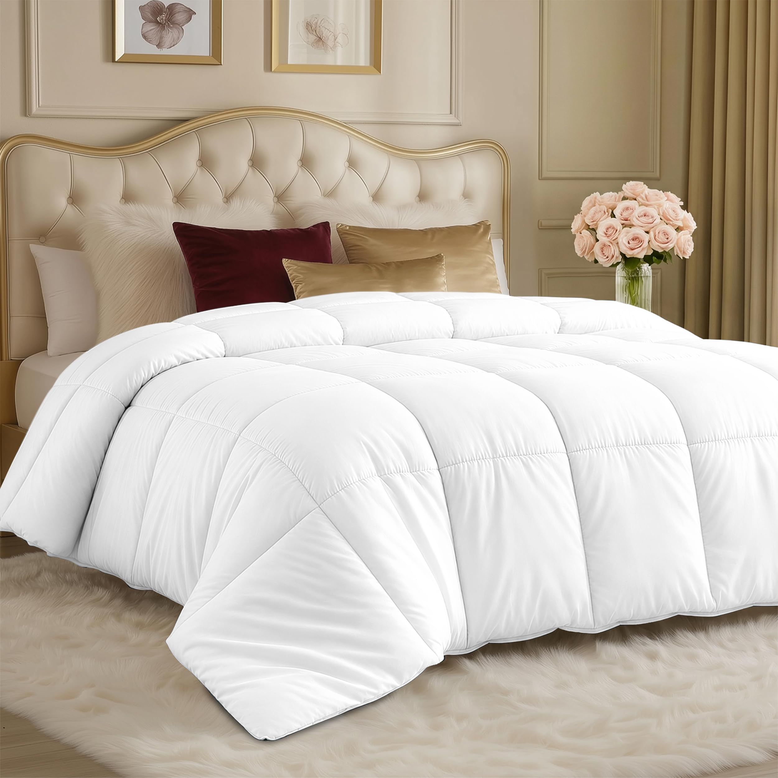 Down Alternative Comforter (White, King) - All Season Comforter - Hypoallergenic Plush Siliconized Fiberfill Duvet Insert - Box Stitched- by Utopia Bedding by Utopia Bedding-image-13
