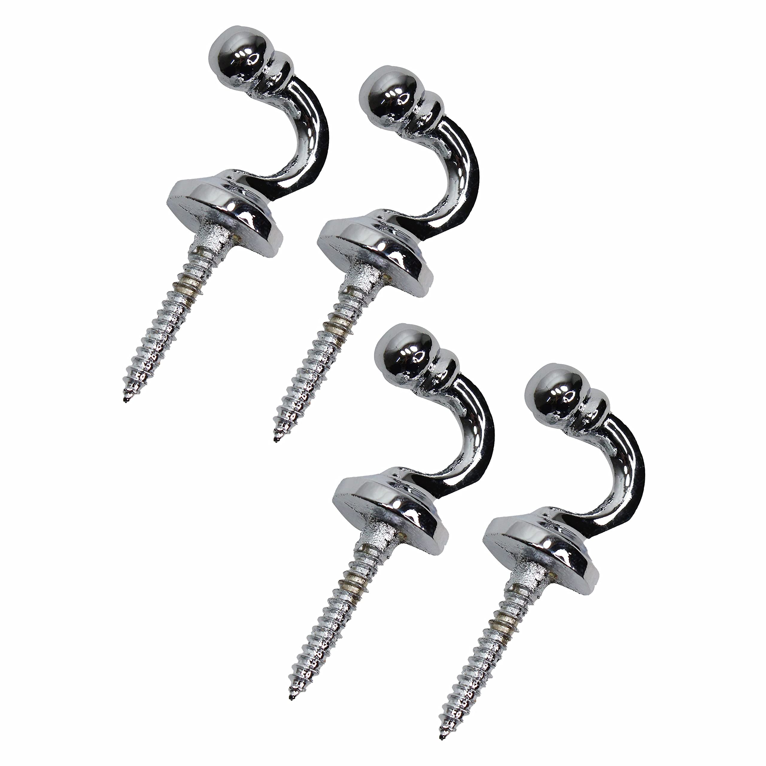 SUL Curtain Hold Tie Backs Chrome Hooks, U Shaped Wall Mounted Chrome Ball End Curtain Tiebacks Hook, Curtain Hold Back Hook Tassel Drapery Holder for Curtains Clothes Coat Hanger Hook (4)