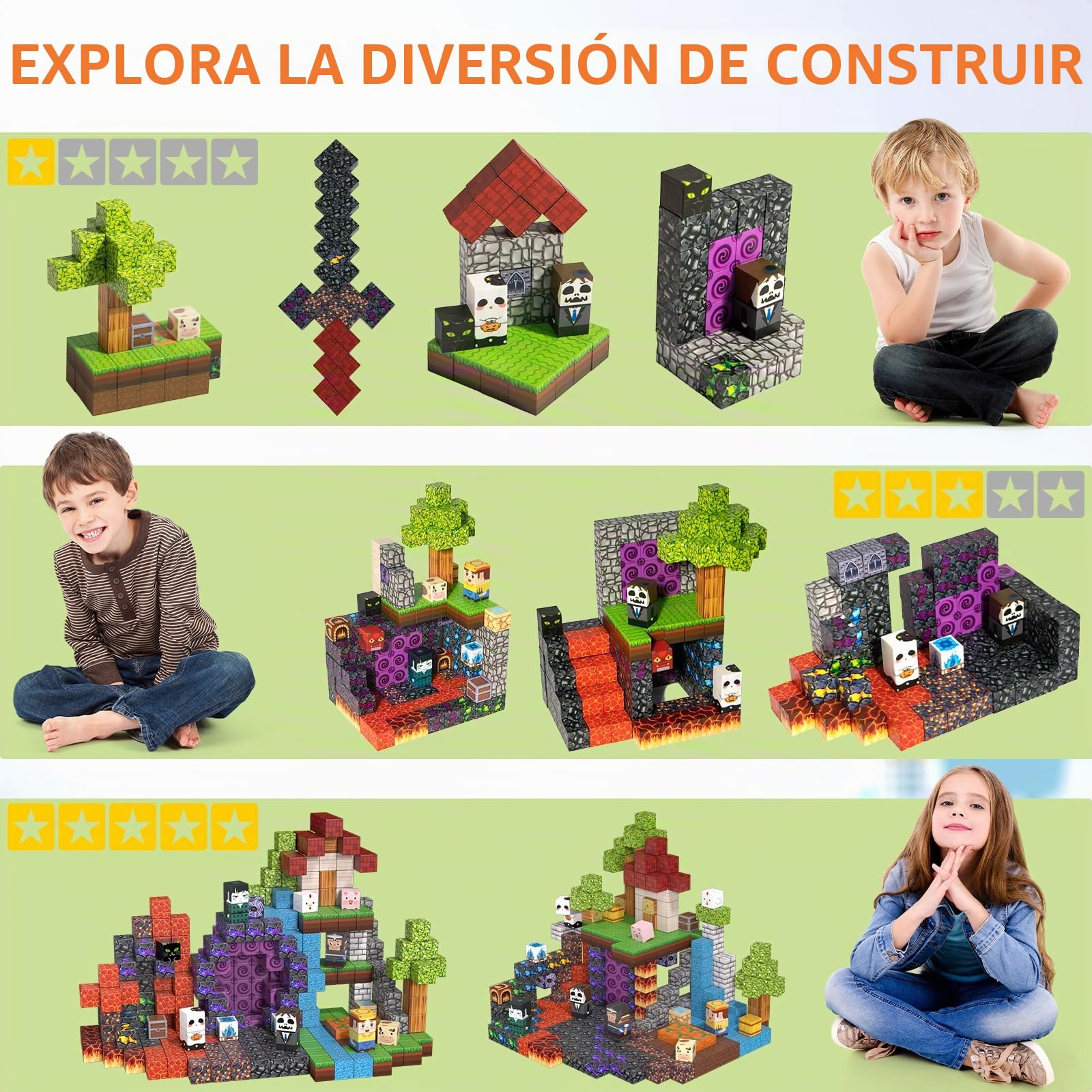 Vdealen 300 PCS Bloques Magneticos Construccion Niños,Apulamiento Magnetwürfel Juguete para Niños,Stem Montessori Sinnesspielzeug für Jungen und Girlen Edad 4-12
