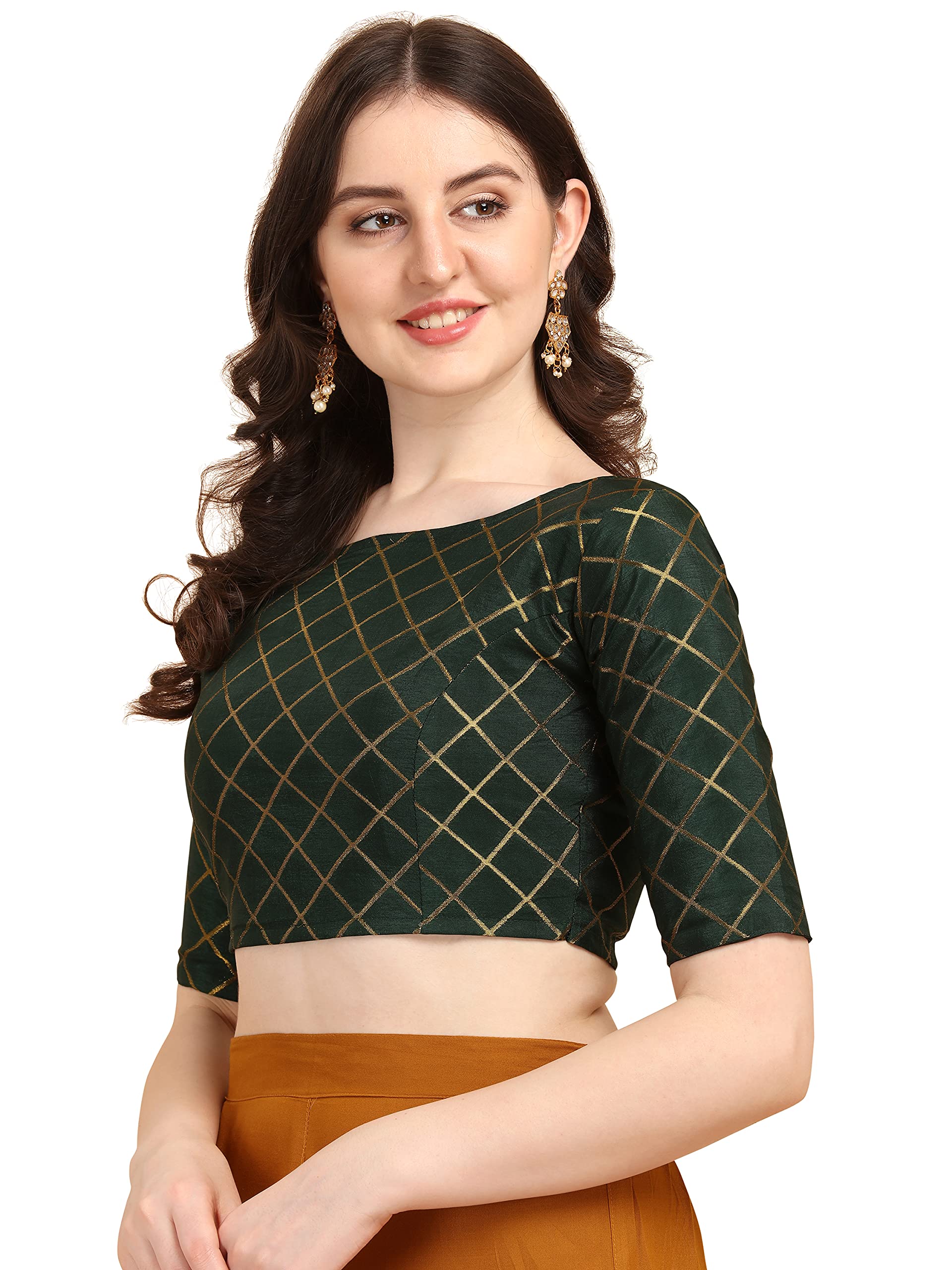 Oomph Jacquard Green Readymade Blouse For Women - Rbbl72Xl