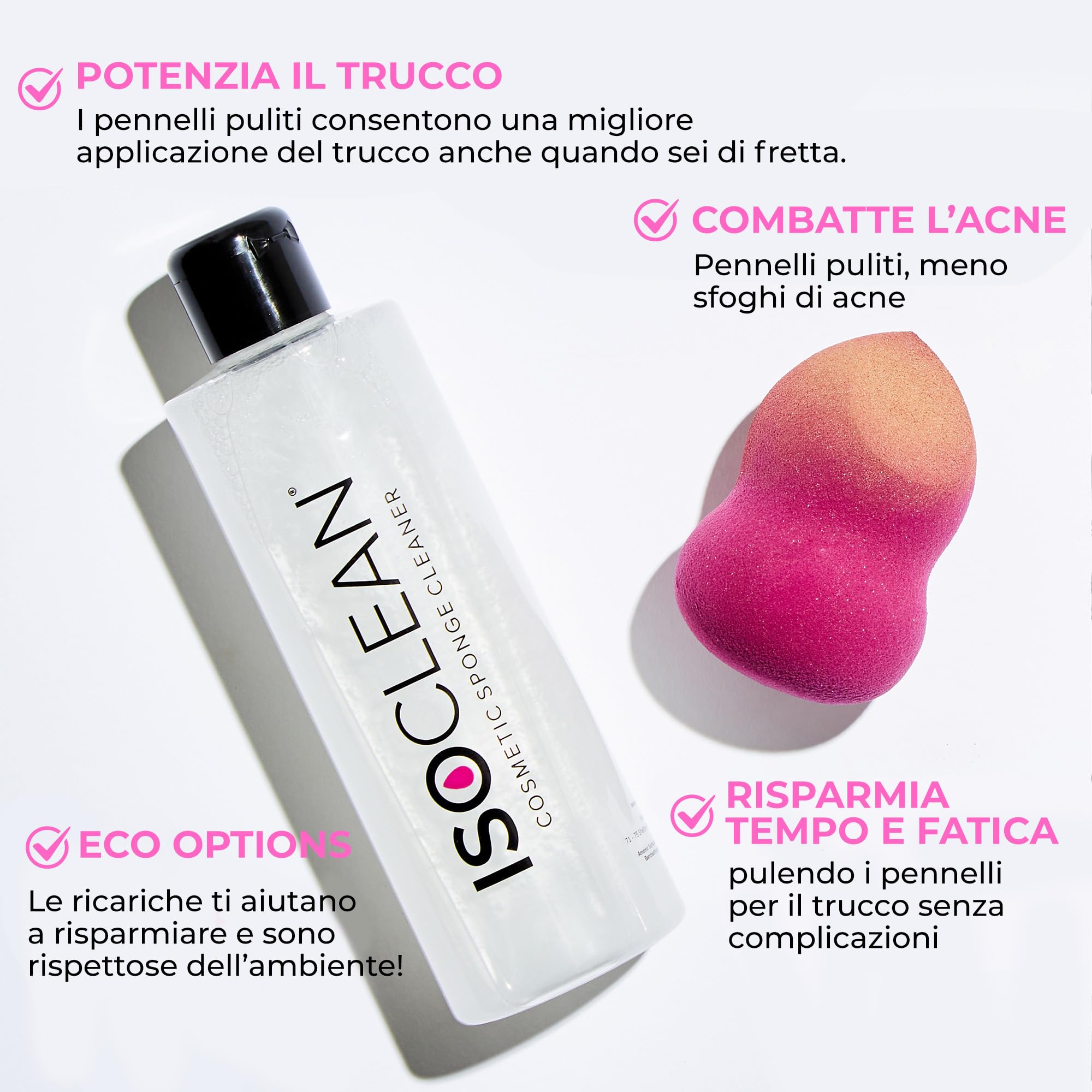 ISOCLEAN Detergente per spugne cosmetiche - Rimuove il trucco da spugne e applicatori - Lava e igienizza - Vegano - 275ml