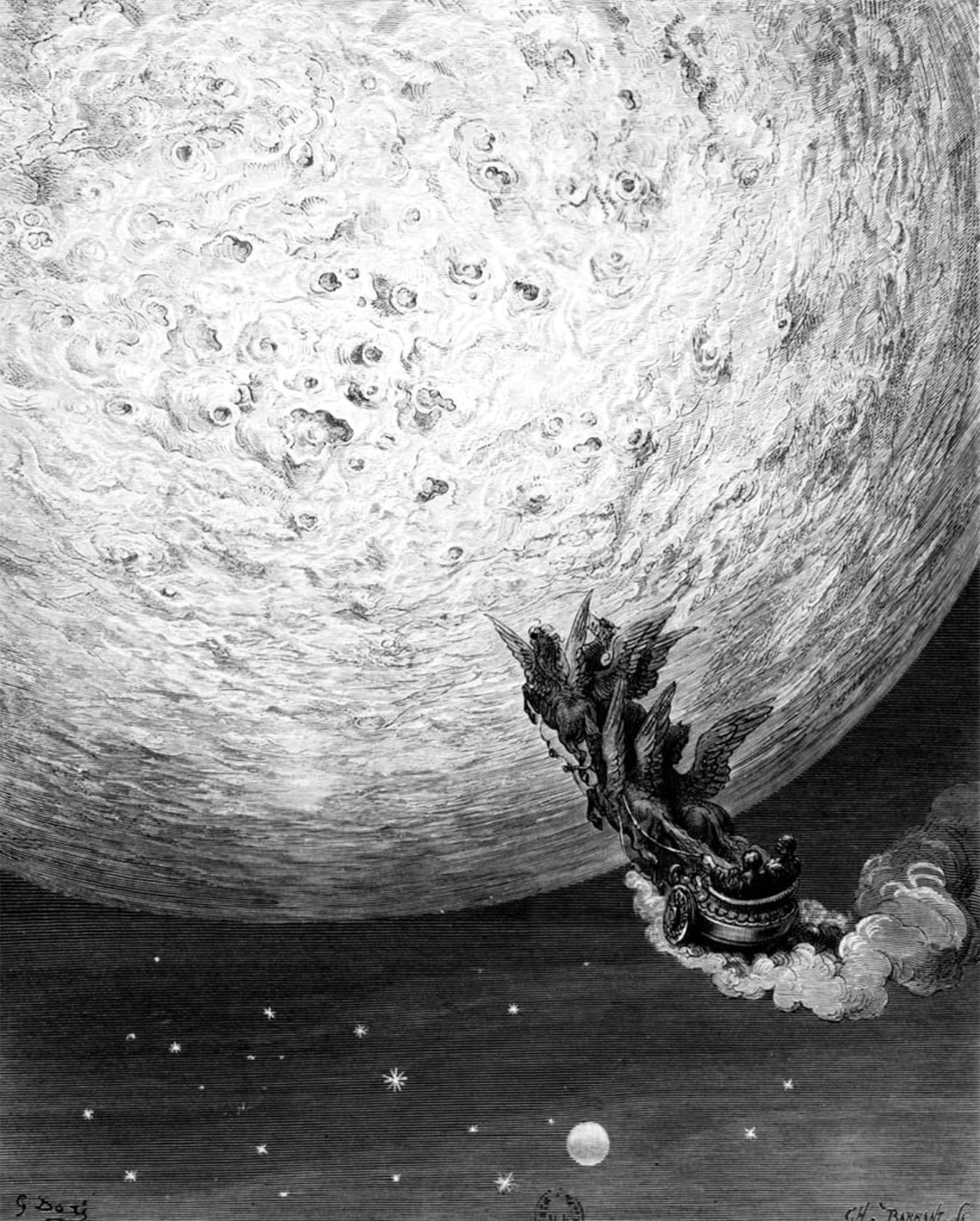 POSTERIIk Famous Animal Posters Vintage Picture Astolfo on the Moon by Gustave Dore Modern Wall Decor for Home Decor 60x90cm
