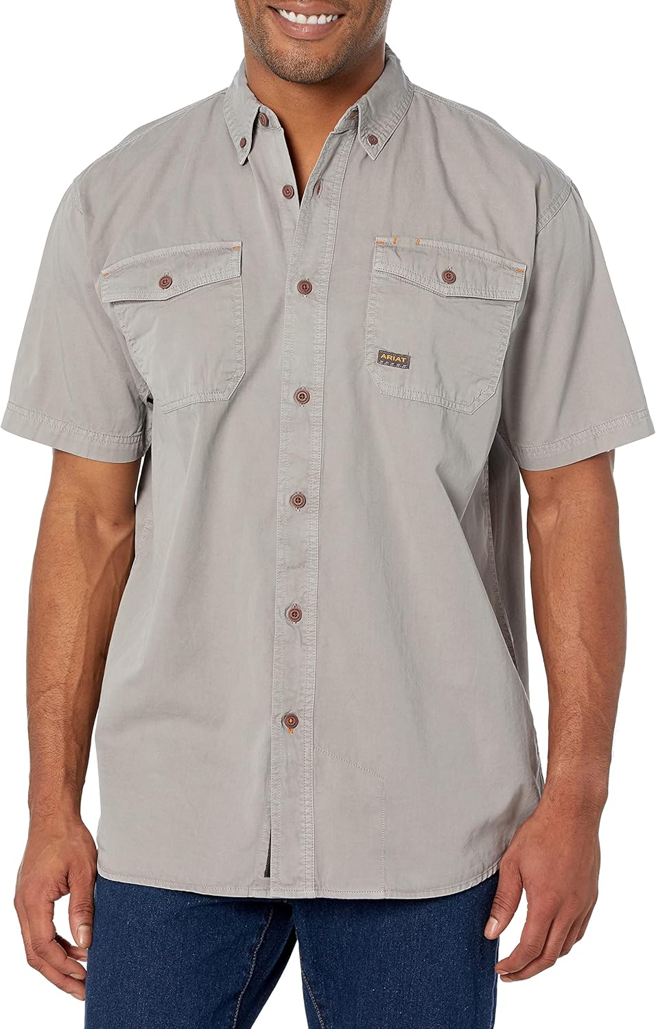 Ariat Mens Rebar Washed Twill Work Shirt