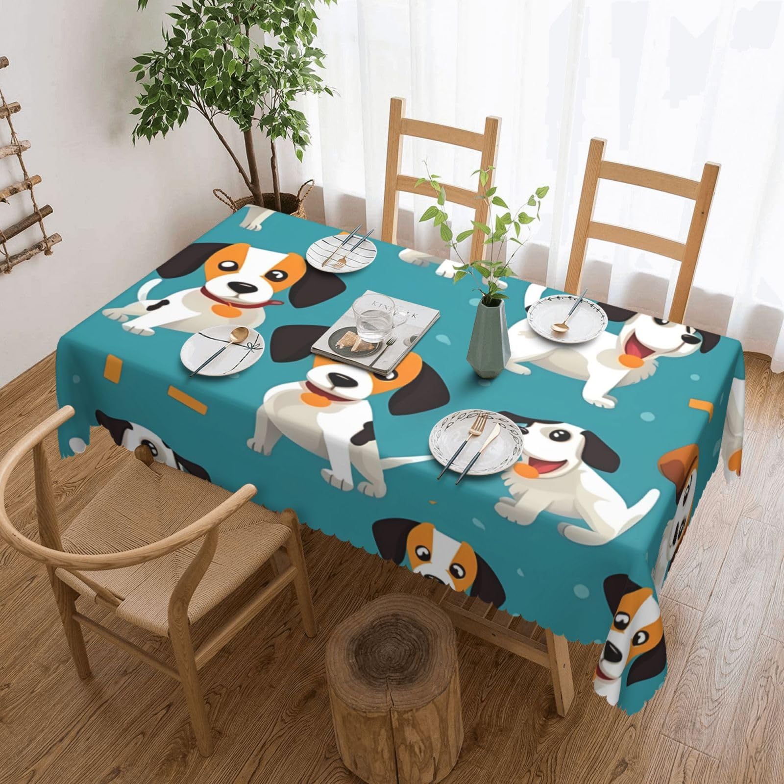 Nappe douce motif chien dessin animé 137 x 183 cm pour décoration de table