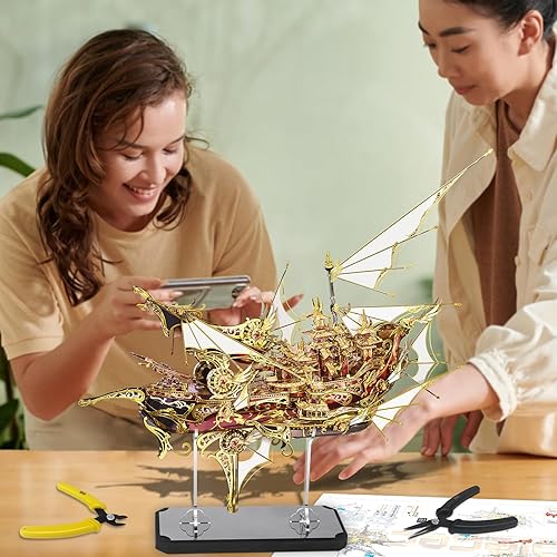 Miniatura 10 de Piececool Rompecabezas de metal 3D kits de modelos de barco para construir para adultos kit de construcción de modelo de barco rompevientos