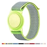 AirTag Bracelet for Kids, Apple Air Tag Protective Cover with Nylon Wristband, Anti Lost GPS Trackers Case Cover Elastic Watch Band for Toddlers Girls Boys Elders (Green)