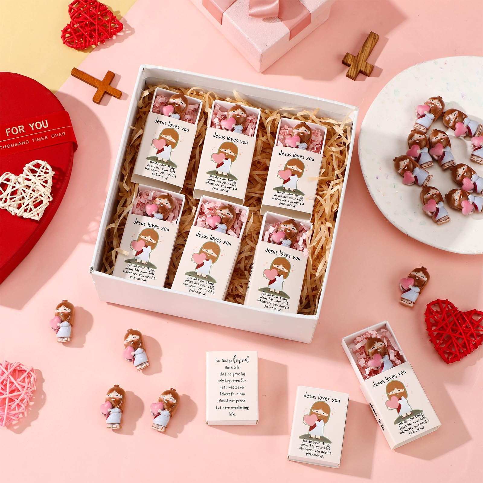36 Mini Jesus Figuren Mit Streichholzbox – „Jesus Liebt Dich“-Geschenkset Für Kirche, Schule & Gemeinschaft