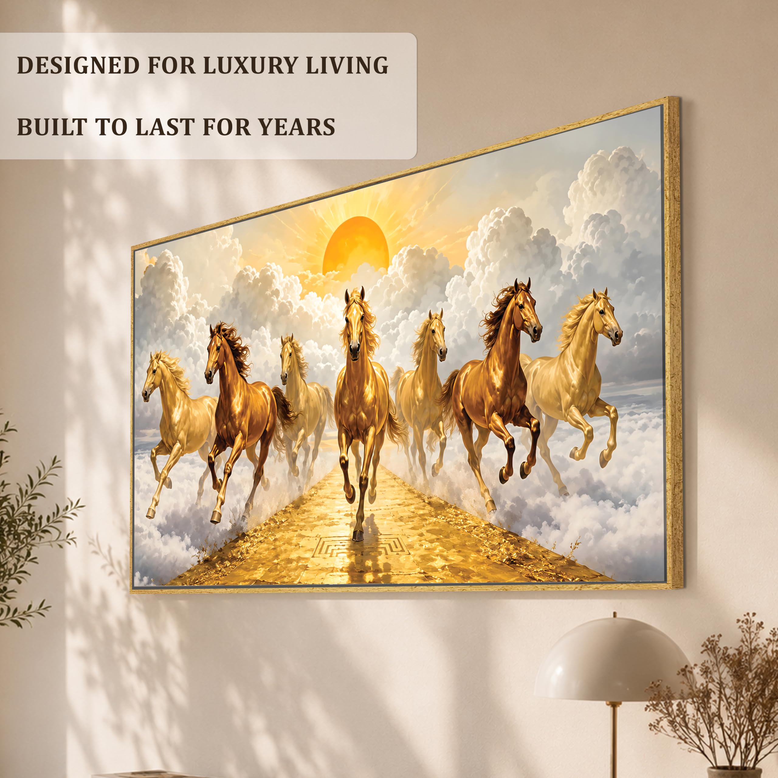 Vastu 7 Running Horses Painting - Luck & Prosperity -3