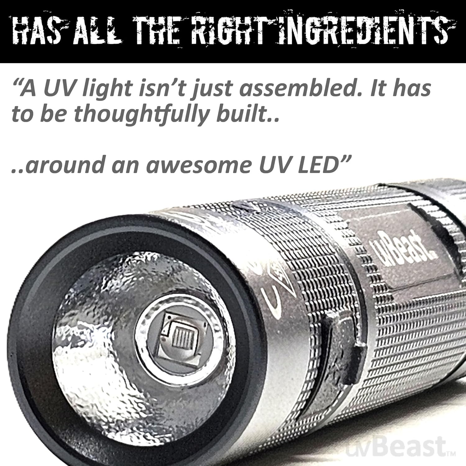 uvBeast New V3 MINI 385-395nm - Black Light UV Flashlight – Low Contamination Ultraviolet - Professional Grade High Power 5 Core UV LED – USA Stock - Image 5