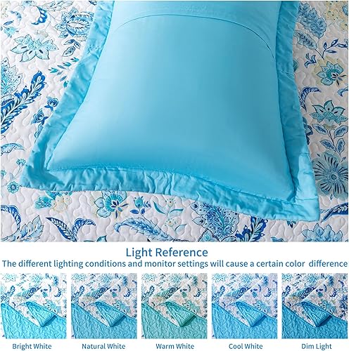 Miniatura 4 de BEDISELY Juego de edredón tamaño King para cama, colcha de algodón, juego de colcha reversible ligera de 3 piezas, edredón de granja para todas las