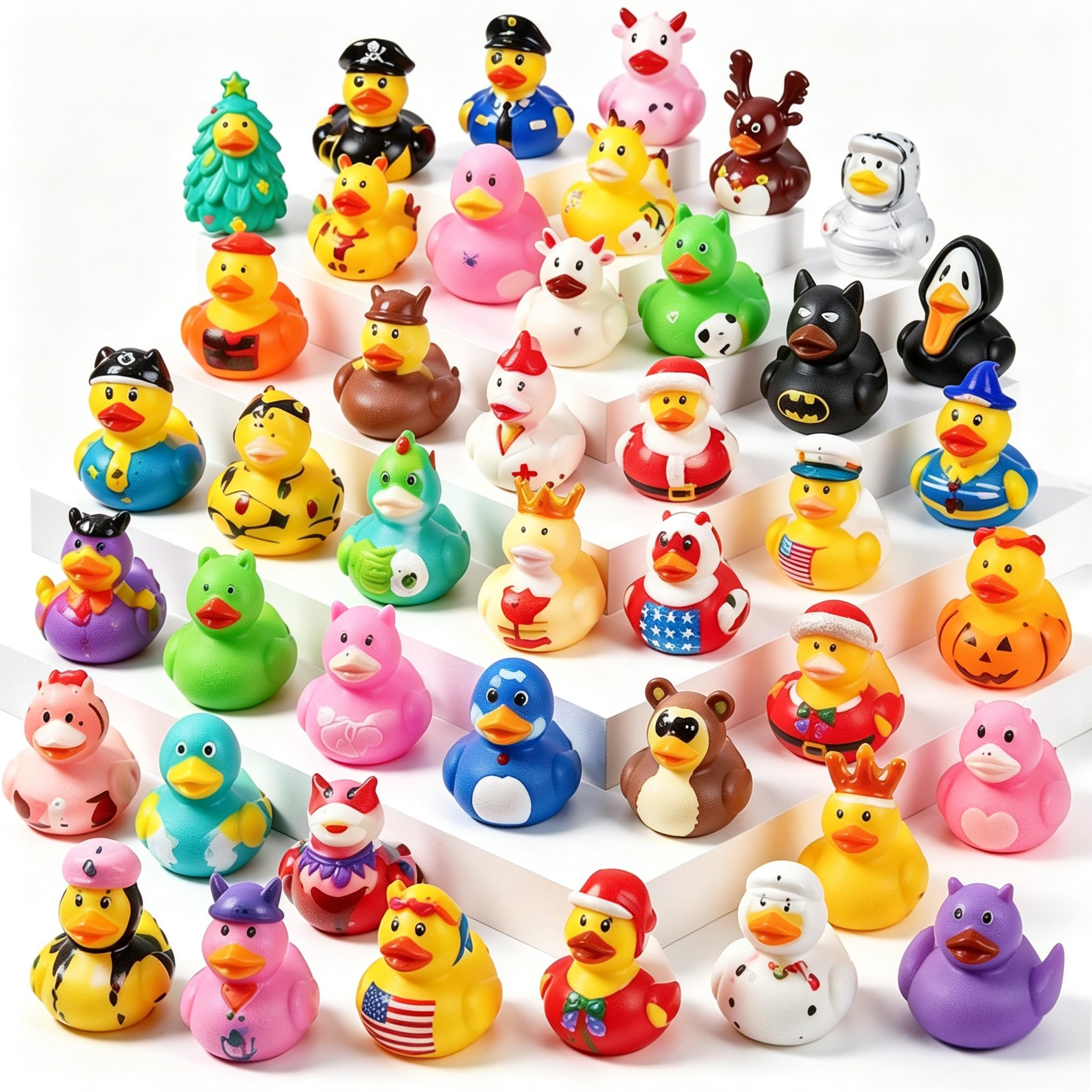 20 Pcs Rubber Ducks Bulk, Random Assorted Mini Duckies for Jeep Ducking & Cruise Gifts, Squeaky Bath Toys for Party Favors, Pool & Summer Fun