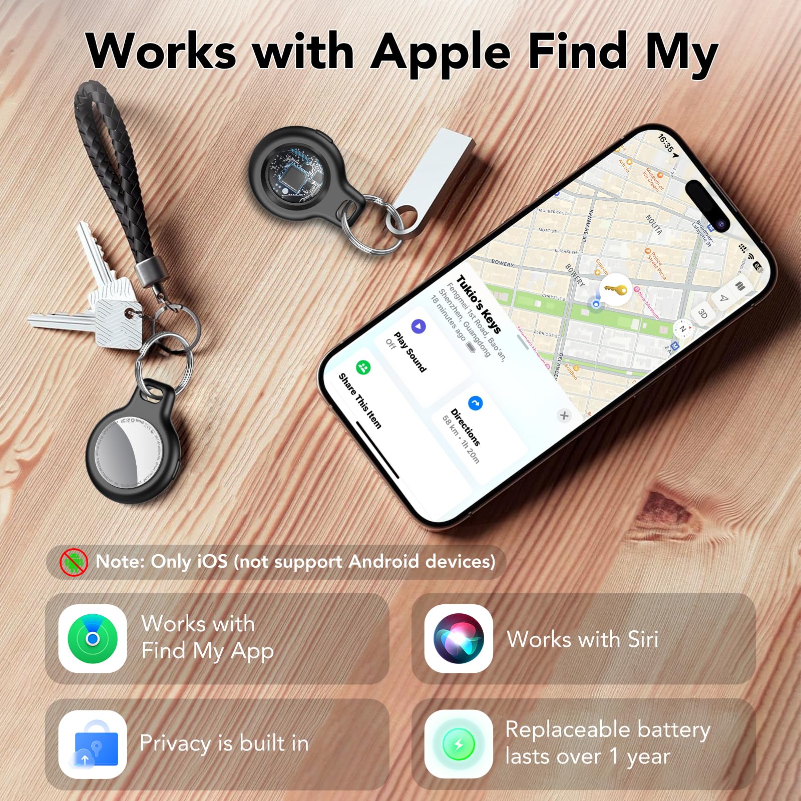 Air Tags Traceur Lot de 4 (iOS Uniquement) avec l’app Localiser Apple