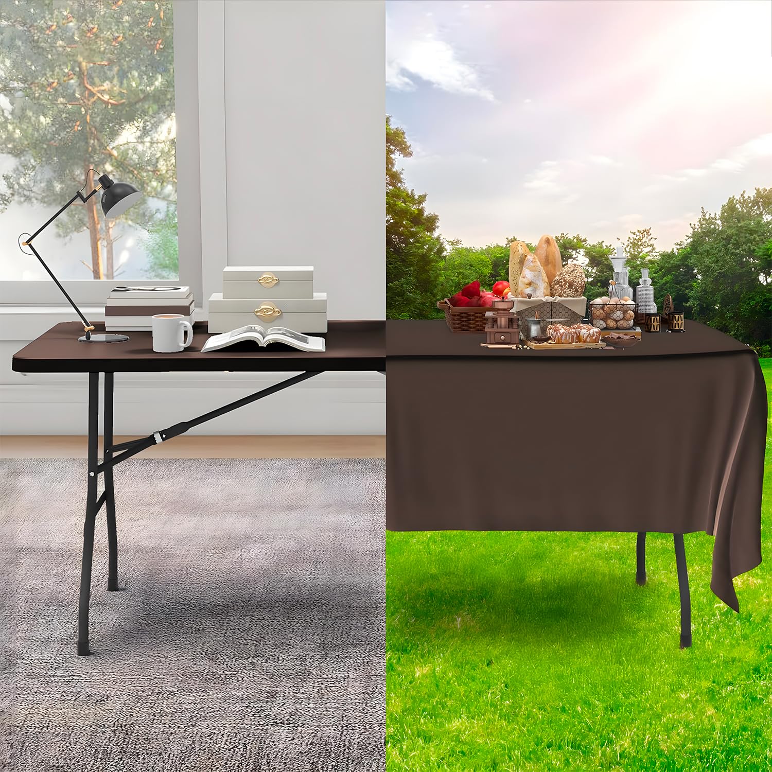 Avilia Tavolo Pieghevole Portatile da Campeggio - Richiudibile, Sistema di Blocco Sicurezza, Capacità 6 Persone, Colore Noce, 180x75x74cm