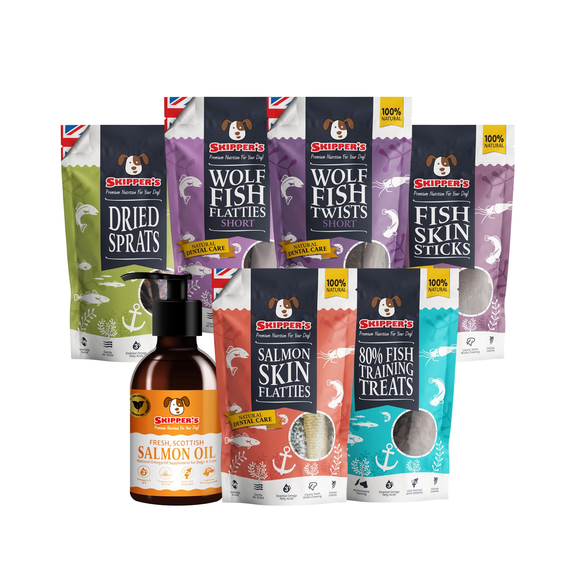 SKIPPER'S Variety Bundle For Dogs - Natural Dog Dental Chews, Cereal & Grain Free, Handmade & Gently Air Dried, Low in Fat, Essential Omega Oils (Skin & Coat Bundle) — image 1