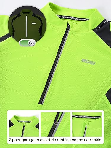 Miniatura 2 de ARSUXEO Camisetas de ciclismo de media cremallera para hombre manga larga camisetas de ciclismo MTB 6031