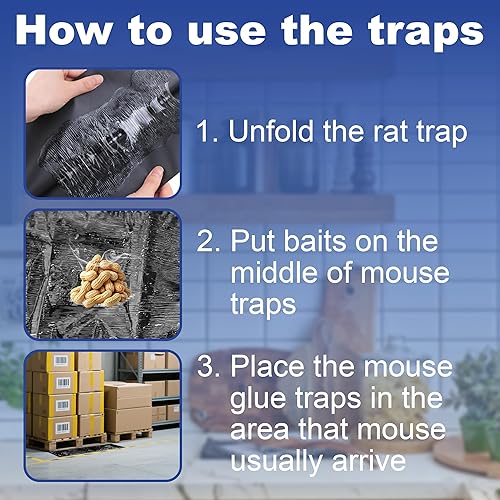 Miniatura 5 de Trampas adhesivas para ratones interiores para el hogar, trampas adhesivas para ratas, extra grandes, para exteriores, trampa de roedores para