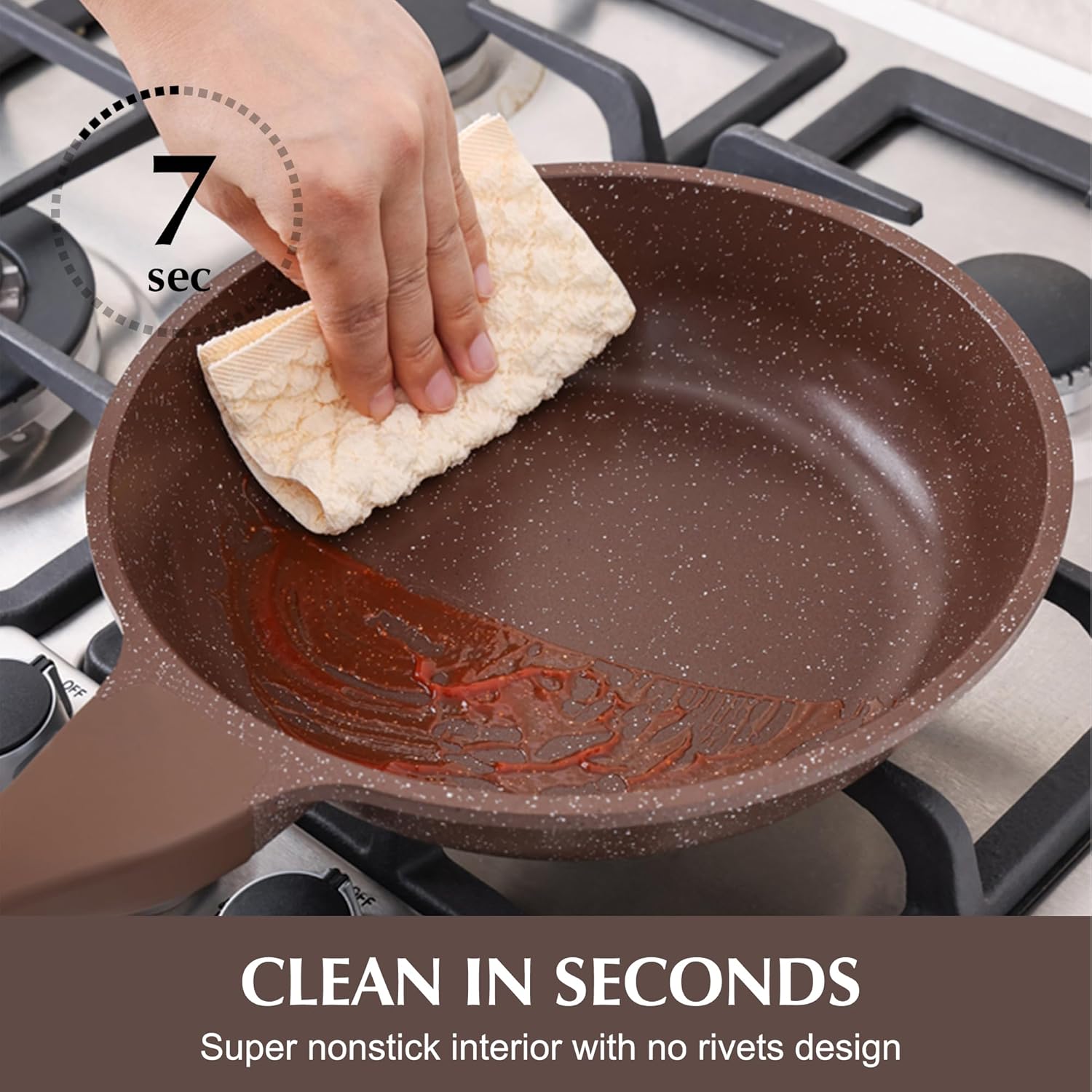 SENSARTE Nonstick Frying Pan Skillet, Granite Coating Omelette Pan, Healthy Stone Cookware Chef's Pan PFOA Free, Toffee Brown (8 Inch)