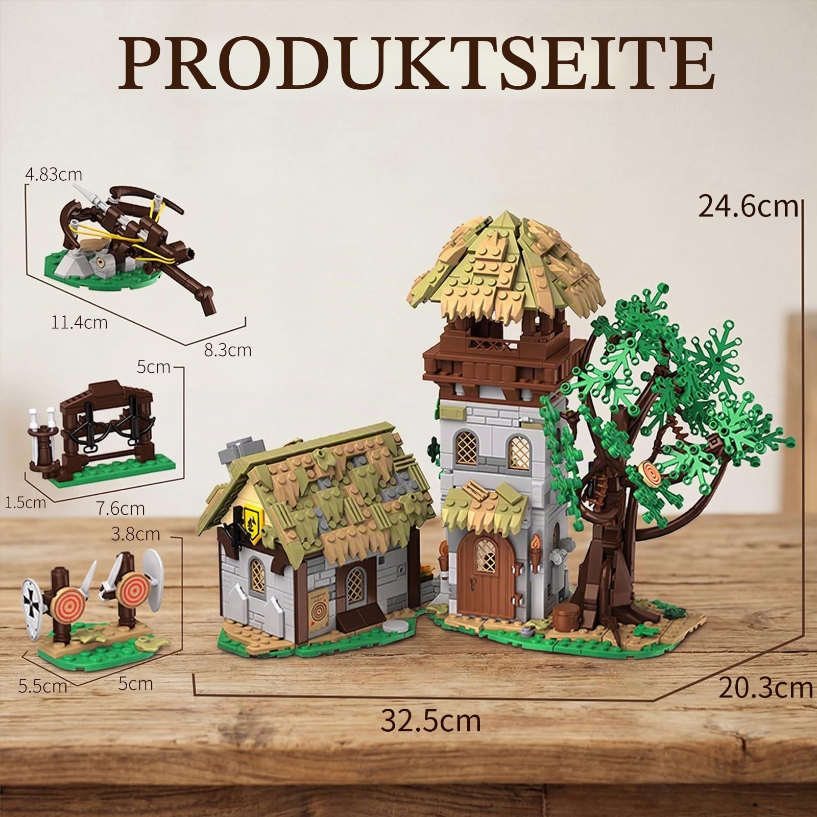 Greenwood Trainingsgelände Mittelalter Ritterburg Klemmbausteine Burg Modell, Retro Mittelalterliches Castle Modular Building für Erwachsene (1109 Teile)