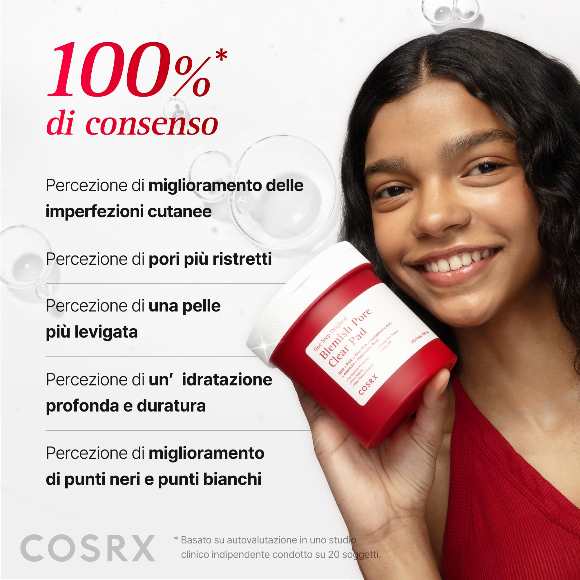 COSRX OneStep Original Blemish Pore Clear Pad, 100 cialde, Dual side Face Pad for Exfoliation, Pore Care & Idration with BHA, PHA & Zinc PCA & 5 Acidi ialuronici, coreano Skin Care