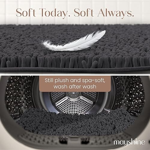 Miniatura 5 de MAYSHINE Tapete de baño de felpilla de felpa, extra suave, superabsorbente, antideslizante, microfibra esponjosa, juego de alfombras para suelo de