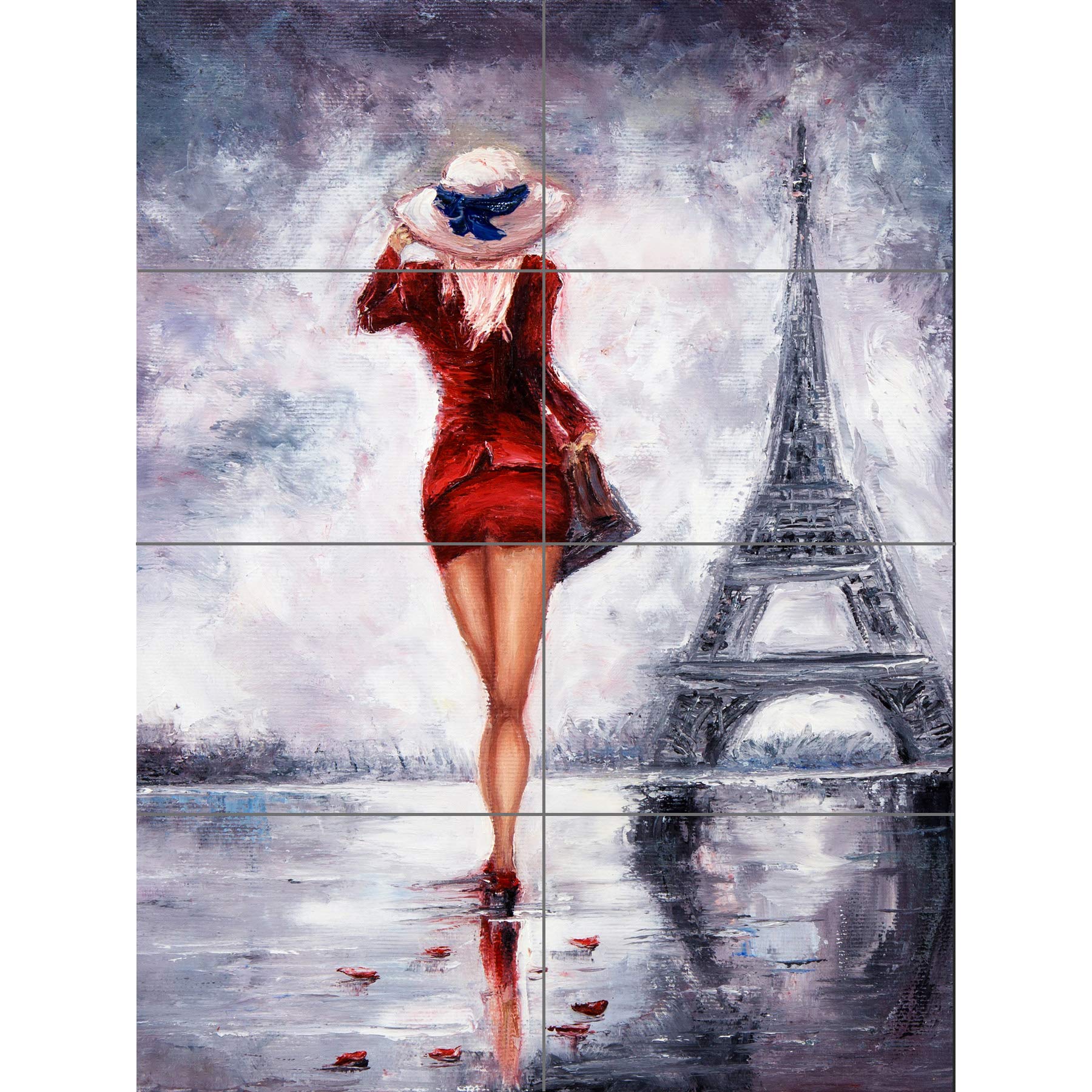 Artery8 Lady Wearing Red In Paris XL Giant Panel Poster (8 Sections)