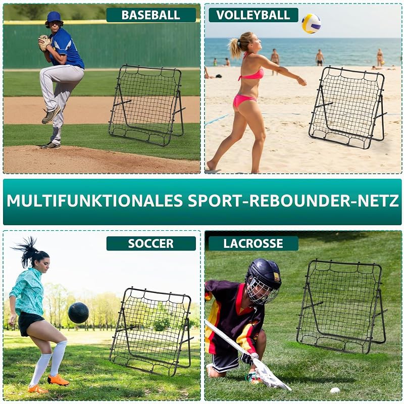 Rebounder LIANTRAL pentru fotbal, volei și baseball, plasă portabilă pentru antrenament, unghi reglabil pentru pase și șuturi, 80 x 87 cm