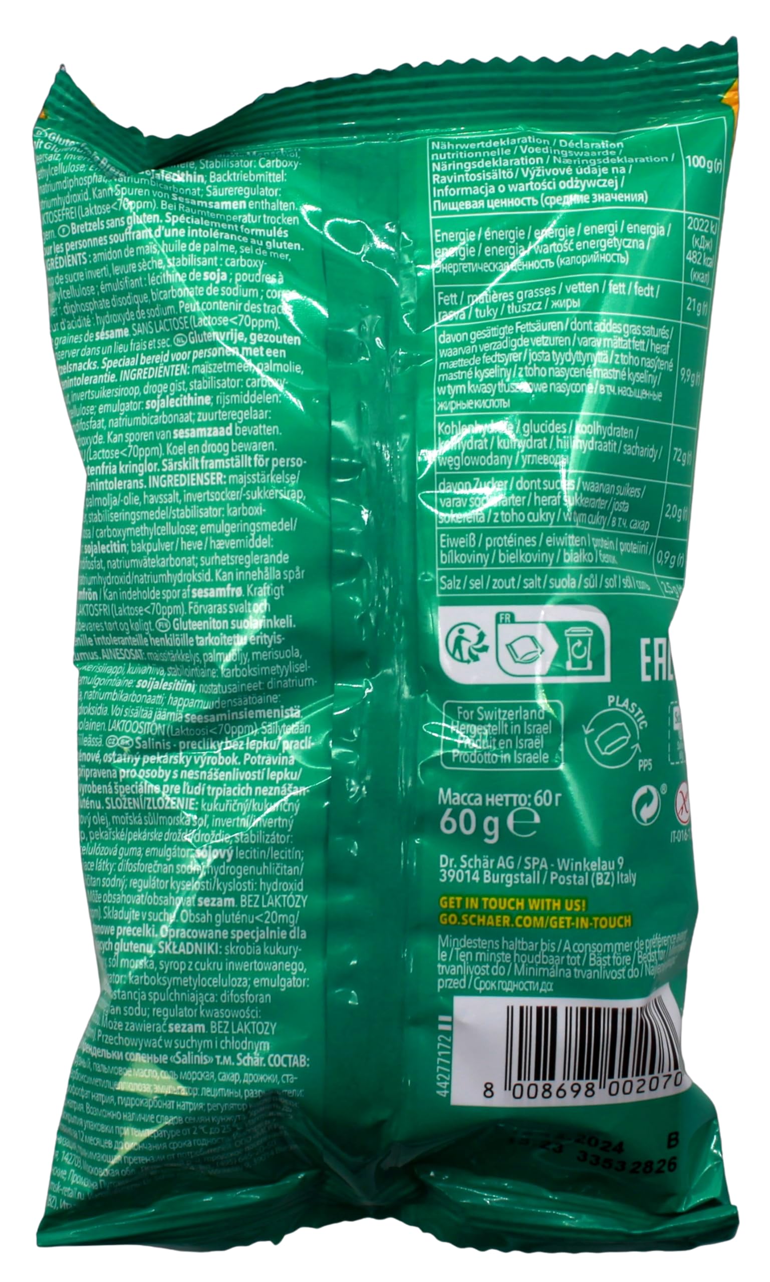 Schär Salinis glutenfreie Bretzeln, 10er Pack (10 x 60g)