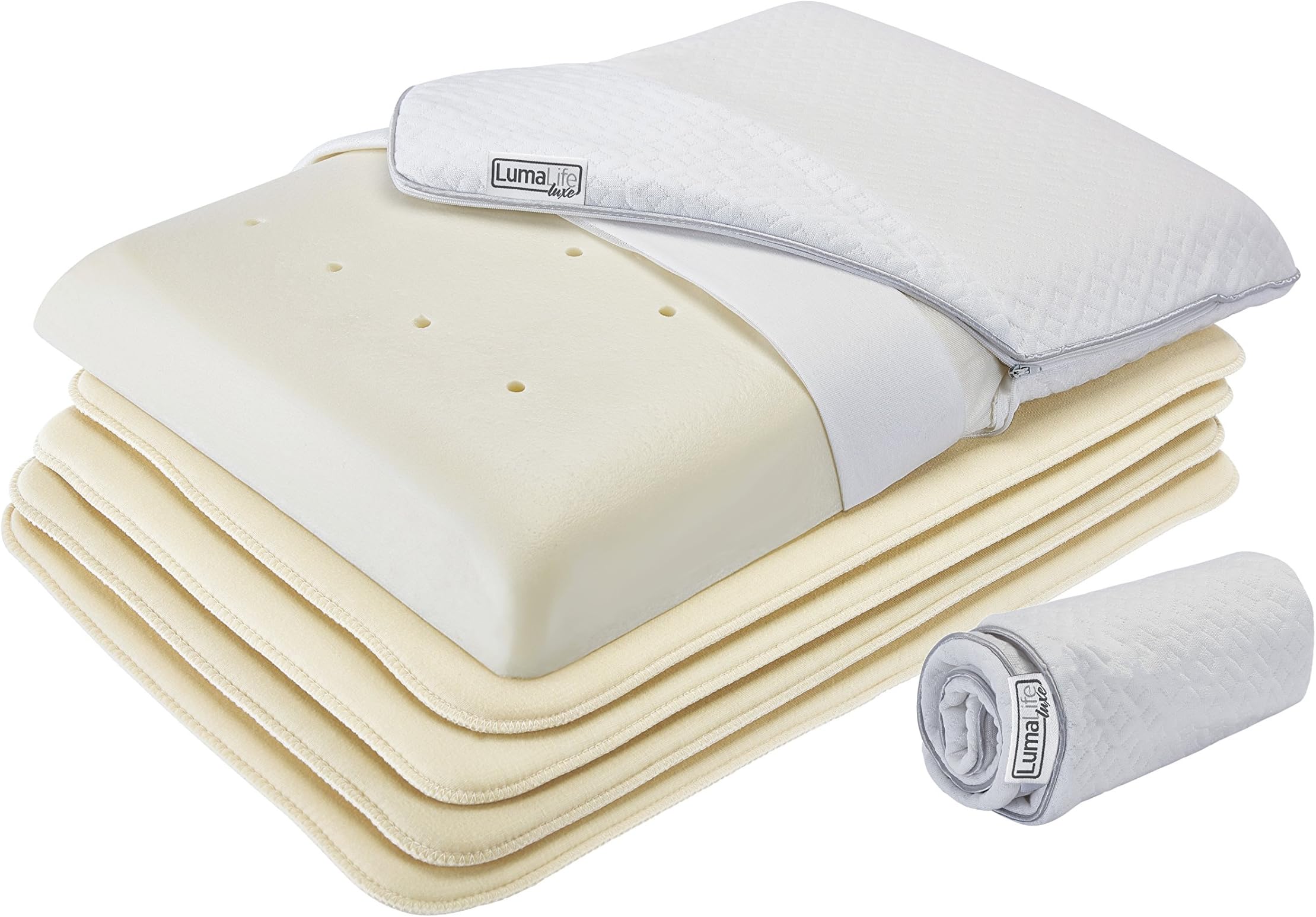 Thin Firm Memory Foam Pillow, Adjust Height from 1/2 Inch Ultra Thin to 4½ Inches Thick, Use 4 Slim Memory Foam Thinserts to Adjust Loft or Change Pillow Contour