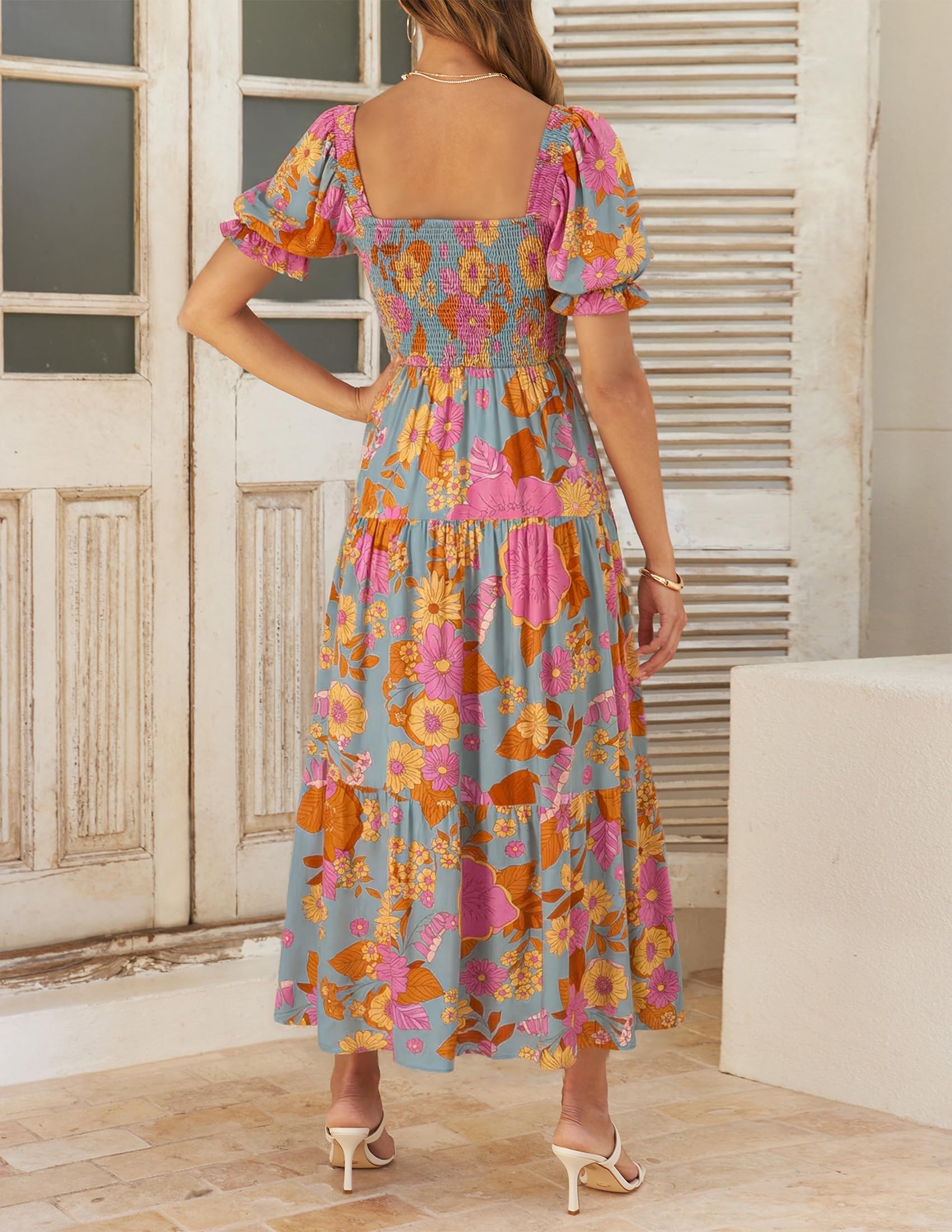 ZESICA Ruffle Swing Maxi Dress Casual Mujer