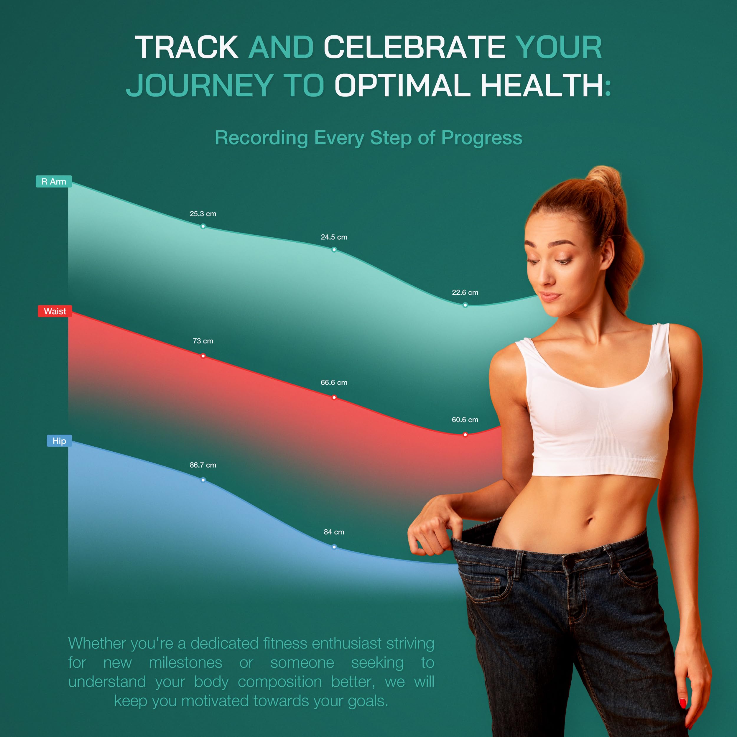 Smart Body - Cinta métrica Inteligente con aplicación, 2 Modos de medición y Unidades, Pantalla LCD Grande, diseño fácil de Usar, para Salud y Fitness