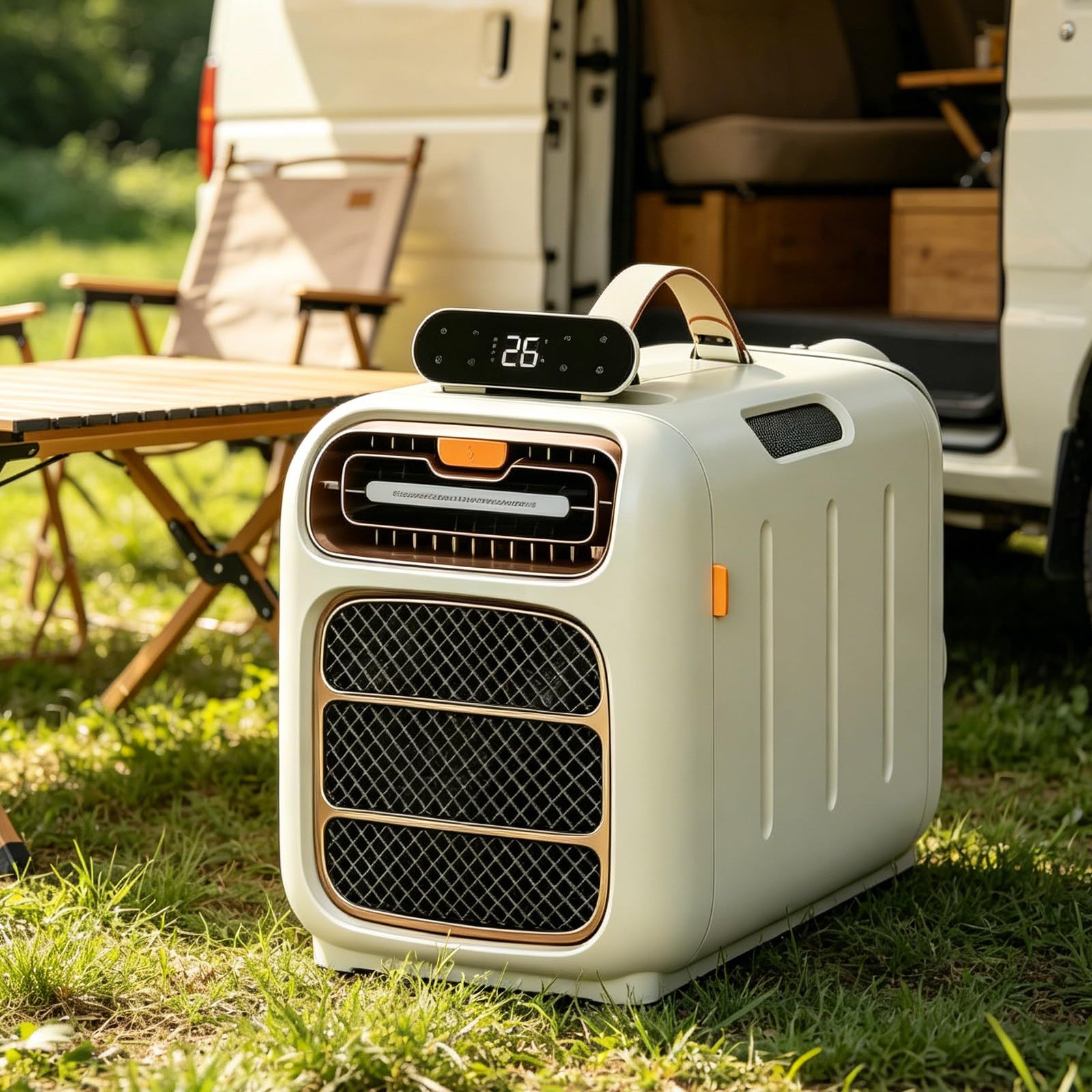 GSHSHOU Portable Camping Air Conditioner with Cooling and Heating Function, Three Fan Levels, Adjustable Temperature,8-10 m² Cooling Area, for Tent, Camper, Van Cold+heat