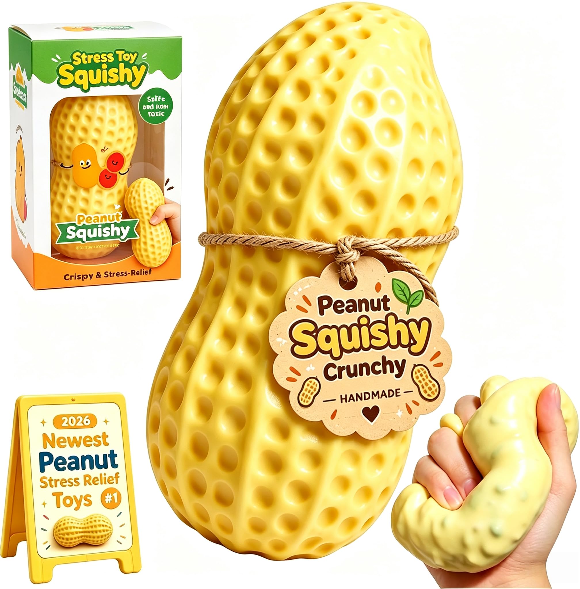 Crunchy Peanut 𝓢𝓺𝓾𝓲𝓼𝓱𝔂 Figurine Slow Rising with Bead Filling，B
