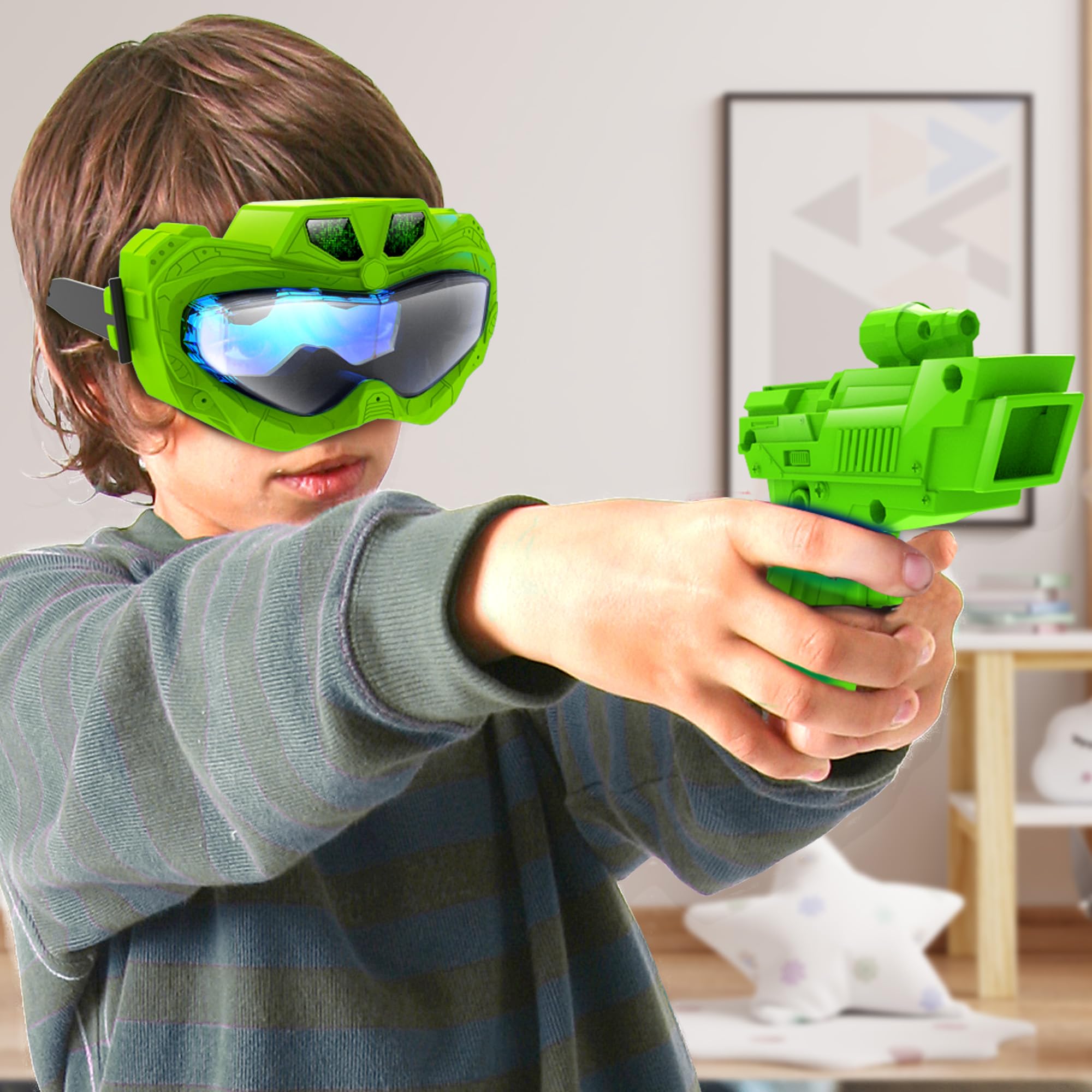 PLAY FUN BY IMC TOYS Alien Vision, Juego Interactivo con Máscara 3D y Pistola Láser, Diviértete Eliminando Aliens y Superando Niveles, Juguete Regalo para Niños y Niñas de+5 Años