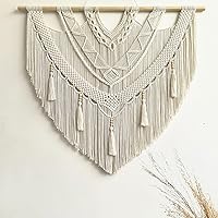 Vista 14 de guzhiou Tapiz grande de macramé para colgar en la pared, tapiz bohemio para decoración de pared, elegante tapiz bohemio hecho a mano, decoración