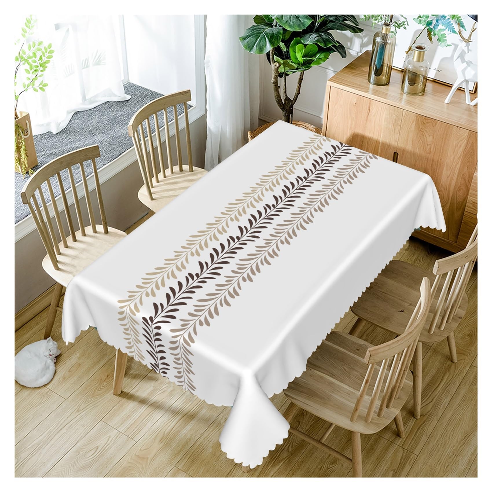 BDFJEDS Waterproof Tablecloth Simple Tablecloth Floral Stripe Waterproof Dining Table Cover For Home Outdoor Picnic Kitchen(Color7,100x160cm 39x63inch)