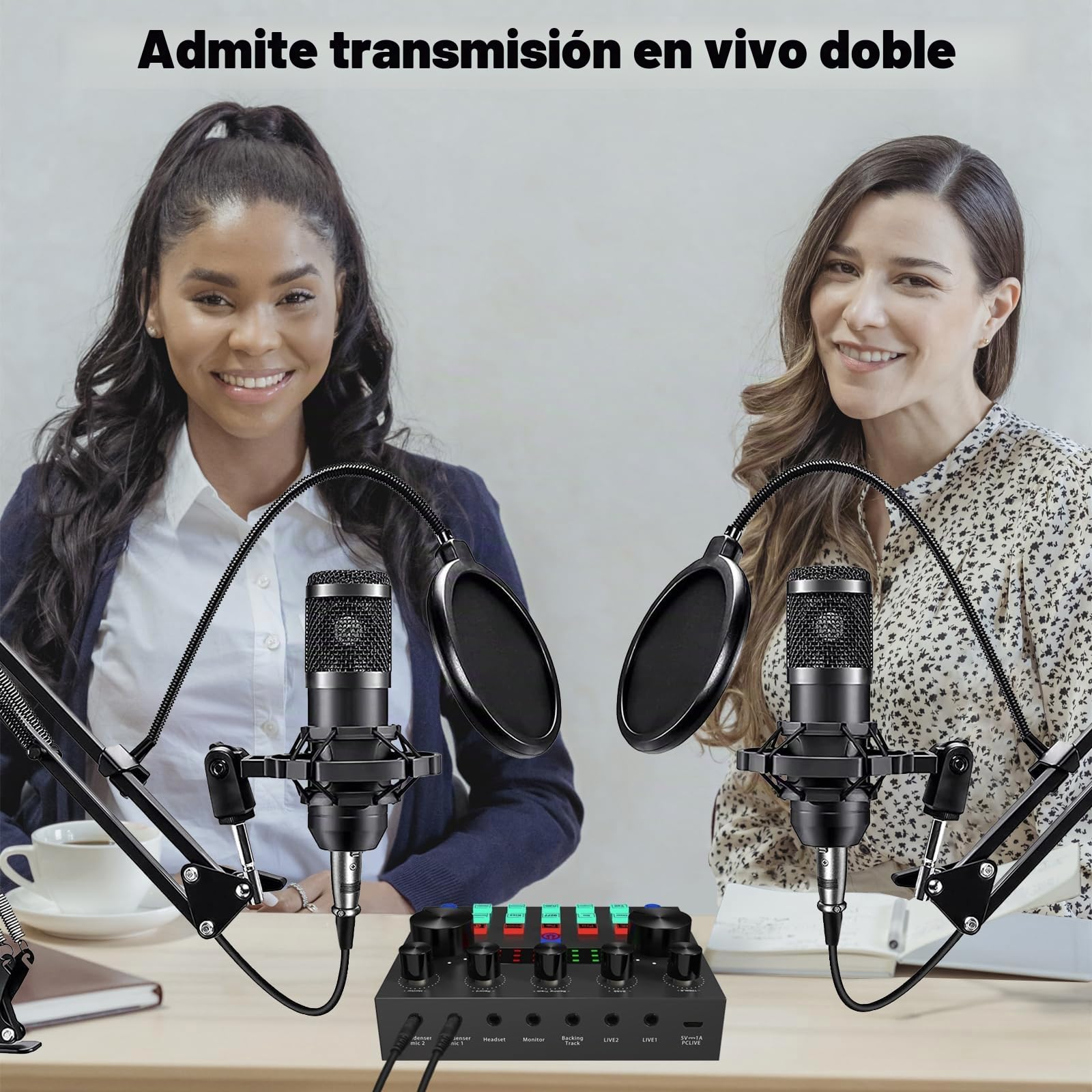 sktome Paquete de equipo de podcast para 2, cambiador de voz V8s con micrófono de podcast BM-800, micrófono condensador de estudio perfecto para podcasting, grabación, canto, transmisión y juegos