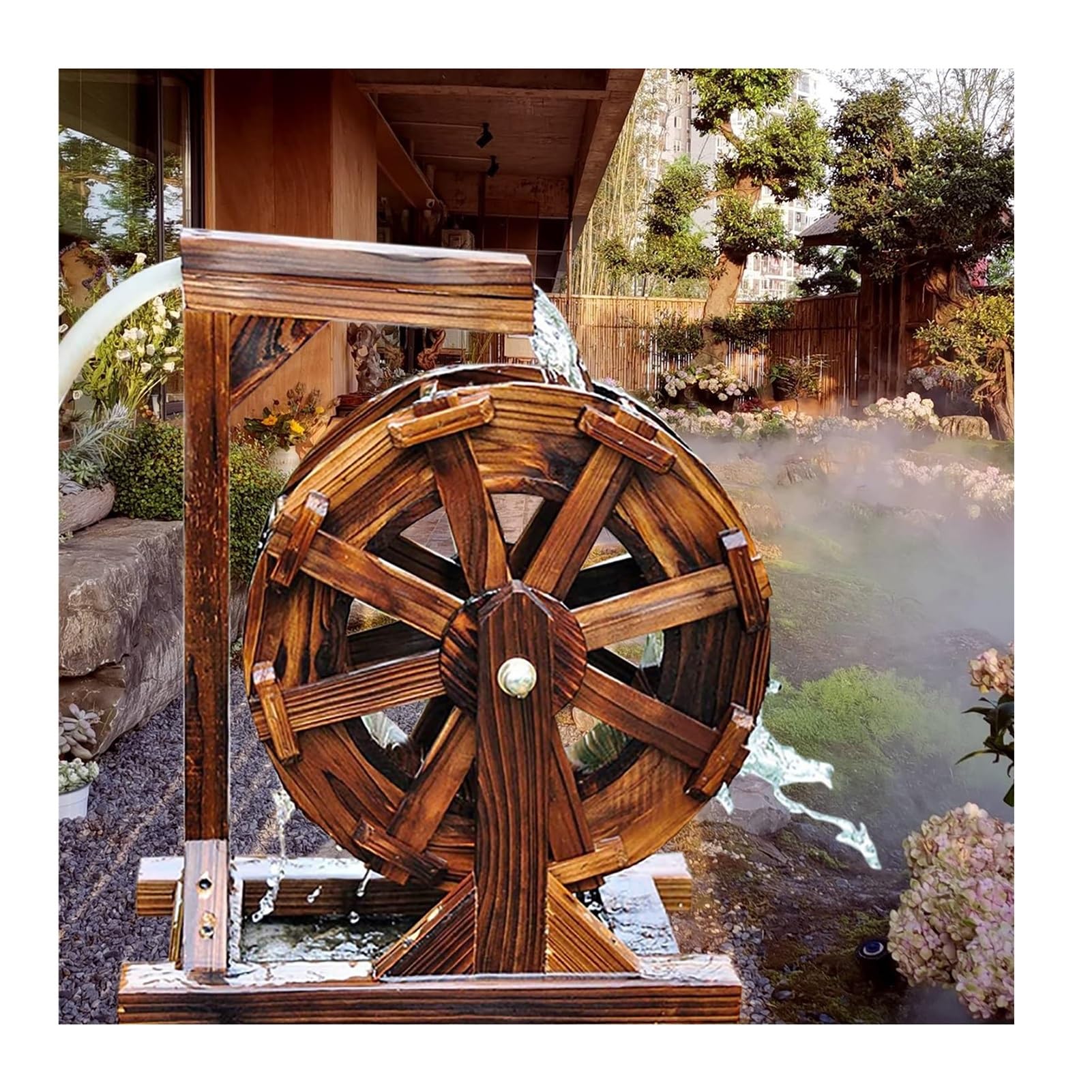 Fuente De Jardín Fuente Feng Shui Rueda con Soporte, Fuente De Estanque Independiente Bomba De Agua Balcón Terraza Jardín Paisajismo Decoración (Size : 30cm(11.8inch))