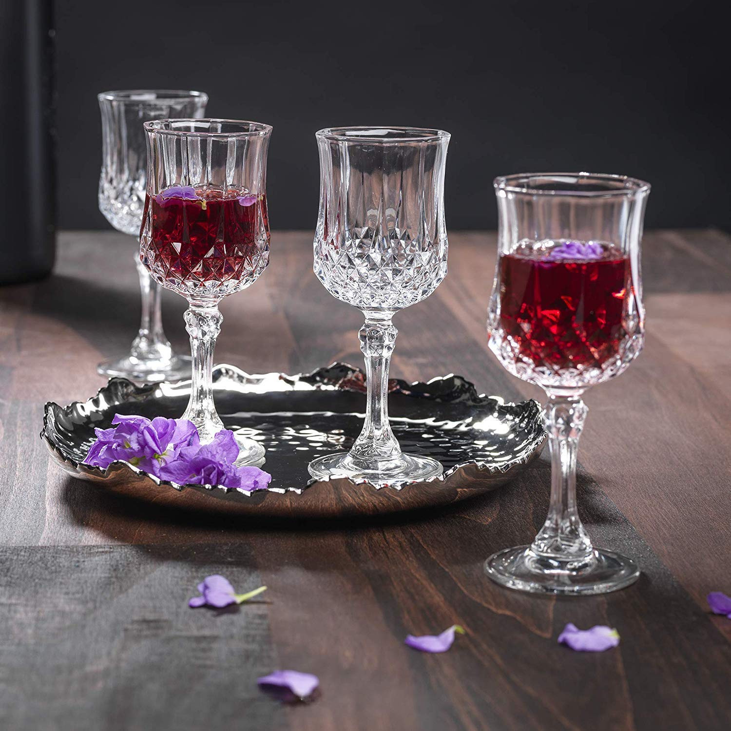 Ufrount Italian Style Classic White or Red Wine Glass 230 ml Premium Crystal Clear Diamond Cut Glass | Perfect for Cocktail, Brandy, Mocktail, Champagne Set of 12 (UG Big Glass -12) 1