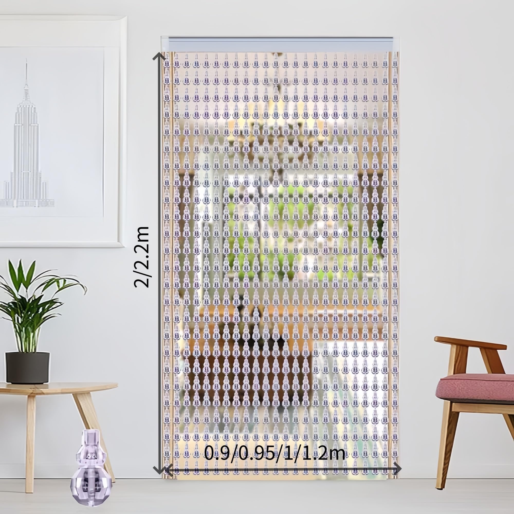 Rideaux de porte à perles – Rideaux à franges pour séparateur de pièce, décoration d'intérieur, style hippie, parfaits pour le salon, la chambre à coucher, l'armoire, les fêtes, motif pailleté violet