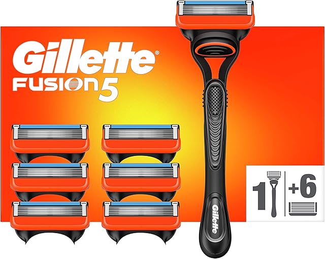 Gillette Fusion5 Men's Razor + 7 Razor Blade Refills with Precision Trimmer, 5 Anti-Friction Razor Blades