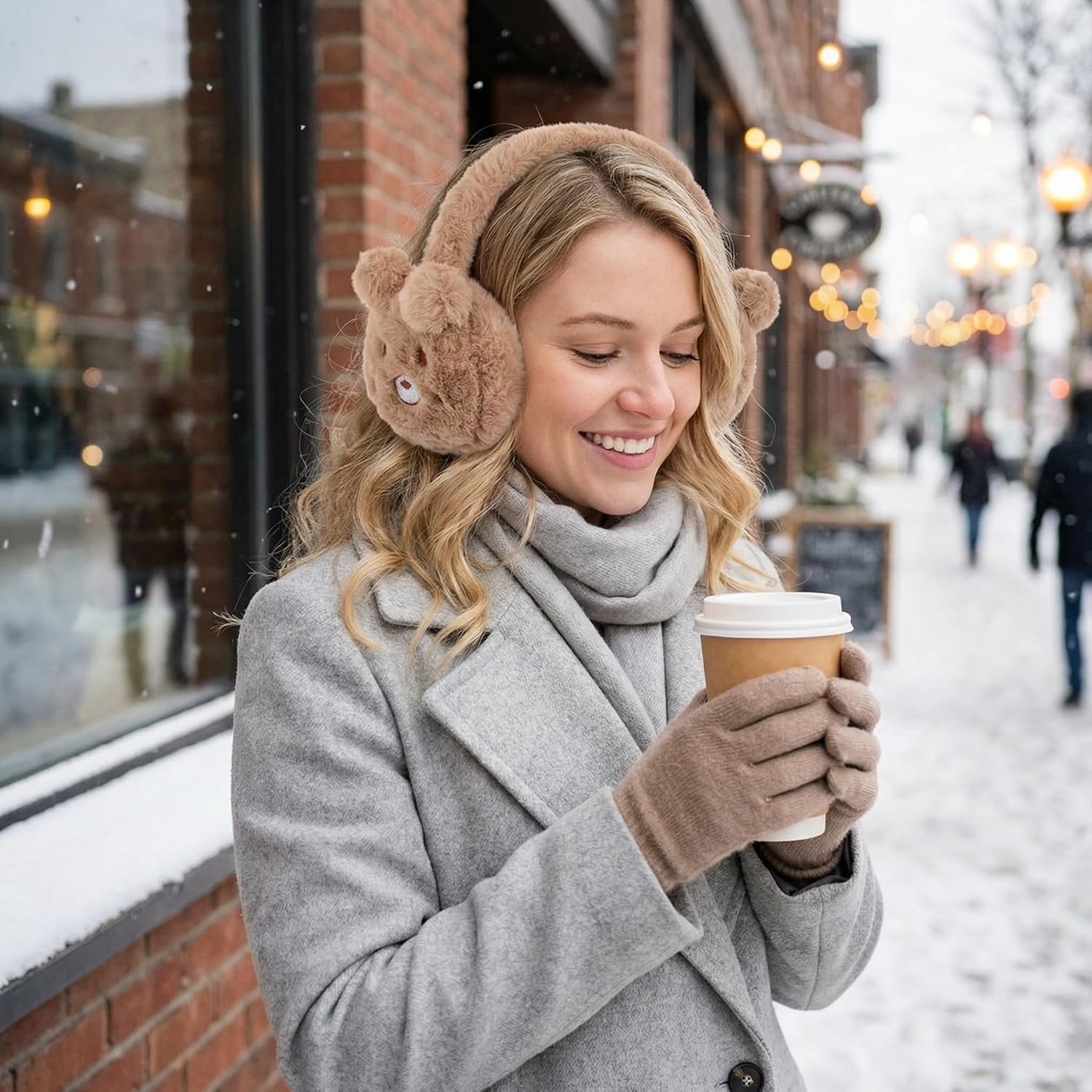 BESPORTBLE Ear Muffs for Winter Women – Cute Bear Pattern Earmuffs for Girls with Soft Faux Fur – Lightweight Ear Warmers Headband for Cold Weather Outdoor - Image 6