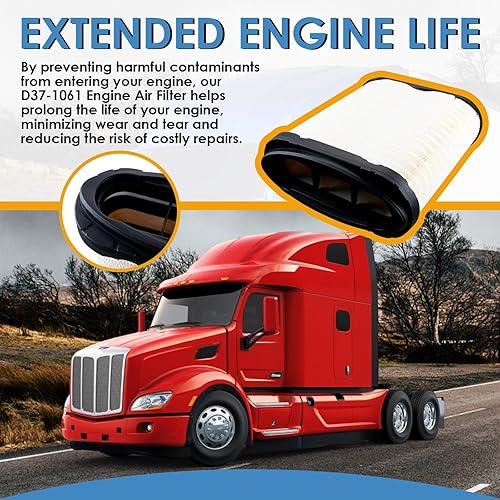Miniatura 4 de Filtro de aire de motor D37-1061 para Kenworth T680 y 2023 Peterbilt 579, D371061 D37-1061