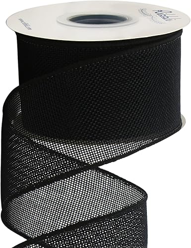 Vista 75 de Ribbli Cinta con alambre de arpillera azul marino, 2-1/2 pulgadas x 10 yardas continuas, cinta con borde con alambre para lazo grande, corona