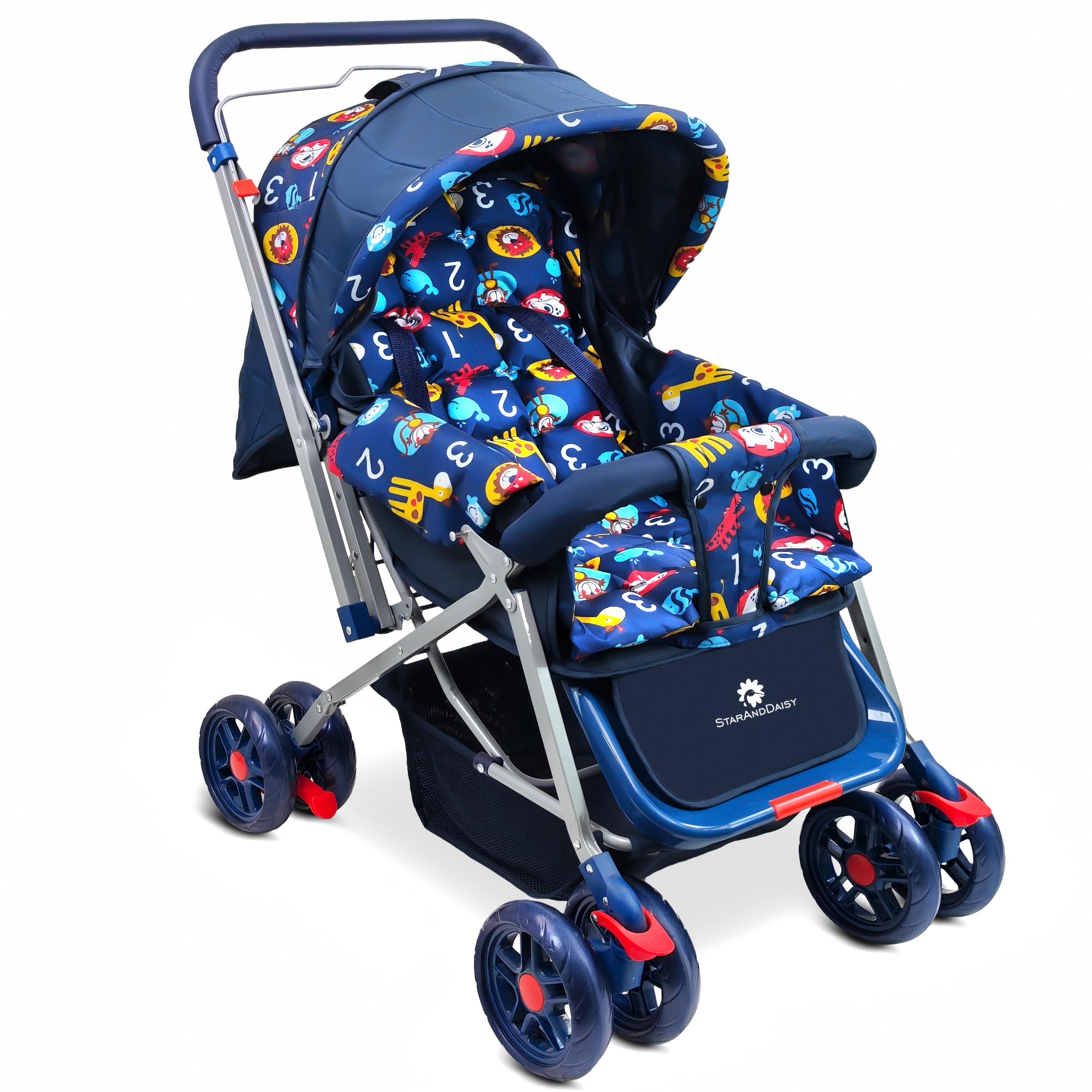 StarAndDaisy Stroller for Boy & Girl 0 to 3 Years/Pram for Baby with Lightweight/Baby Strolller with 3-Point Safety Harness, Adjustable Backrest, 360° Swivel Wheel, Large Storage-(Digit Print)-picture-31
